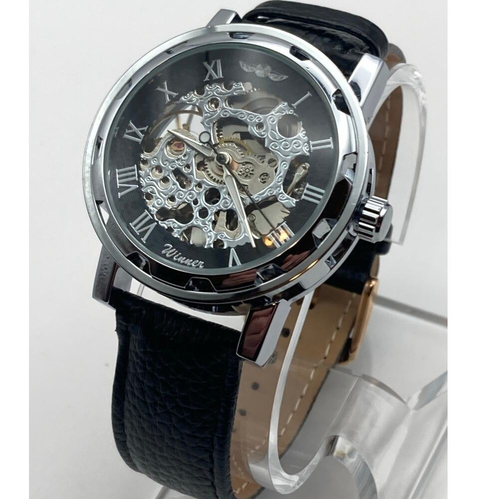 Winner Automatic Mechanical Skeleton Watch 40mm -Adjustable Band Fits Up To 7.5"